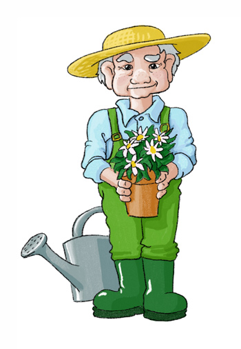 ein Gaertner mit Blumen
